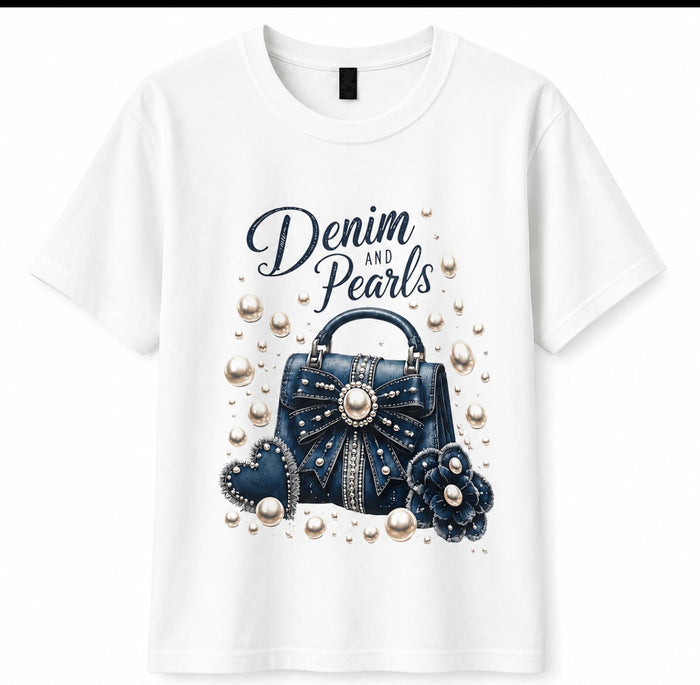 Denim and Pearl Tee