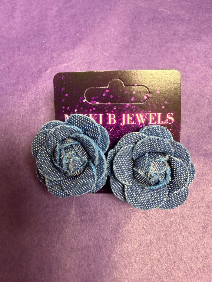 Small Denim Earrings