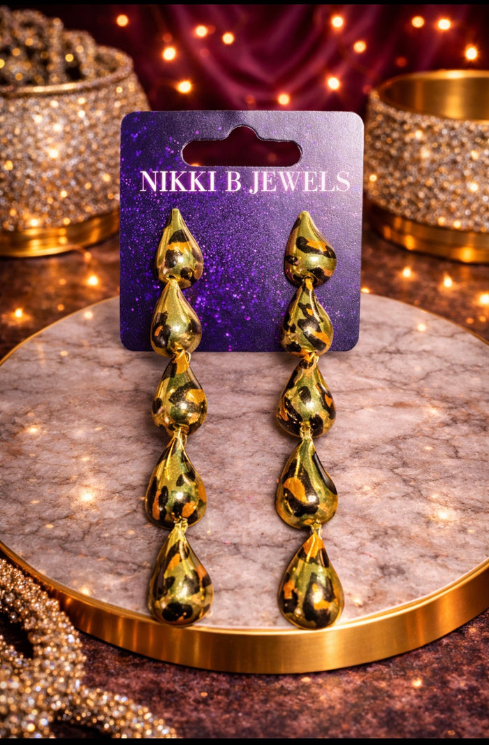 Leopard Tear Drop Earrings