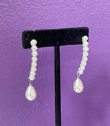 Curved Pearl Drop Earrings