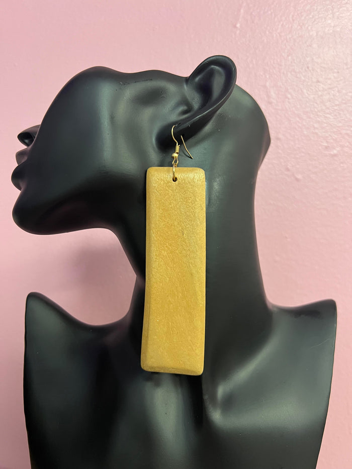 Wooden Rectagular Earrings
