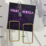 Gold Rectangle Stud Earrings