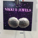 Small Silver Crushed Plate Earrings