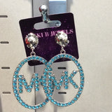Silver Blue MK Clip On Earrings