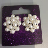 Silver Bubble Pearled Clip On Earrings