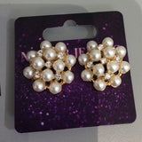 Gold Bubbled Pearl Clip On Earrings