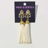 Jewel Leaf Tassel Earrings