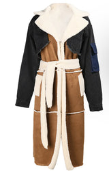 Dark Denim Sherpa Trench Coat