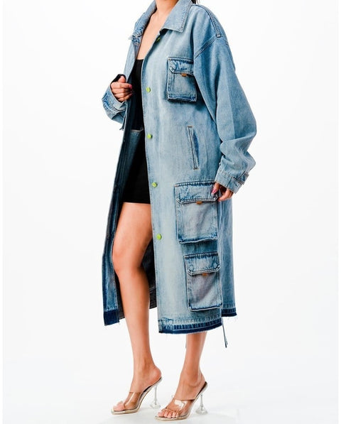 Green Dot Denim Jacket