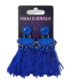 Blue Fringe Earrings
